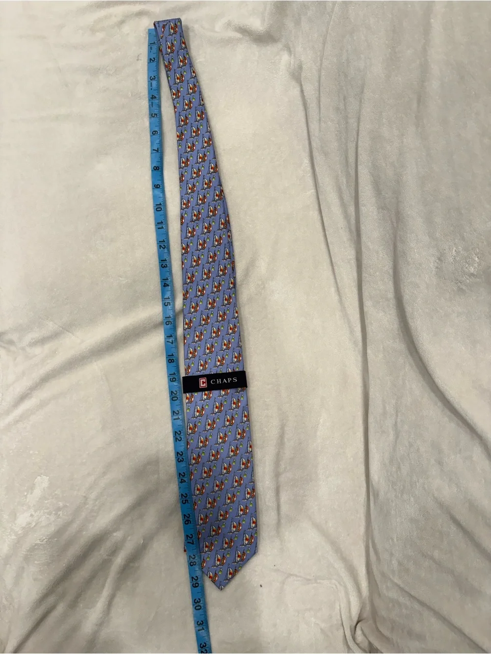 Chaps Men's Light Blue sailboat Patterned Silk Tie